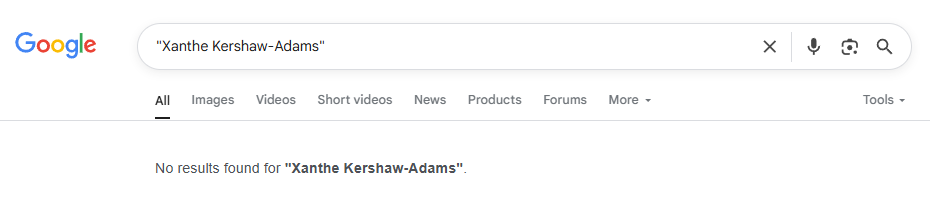 Xanthe Kershaw Adams Google Search Result Image