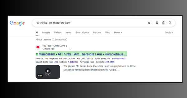 AI thinks i am Therefore I Am Search Result Image
